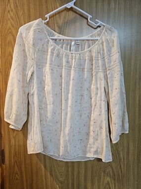 LC Lauren Conrad Floral Peasant Blouse Cream - Size Small